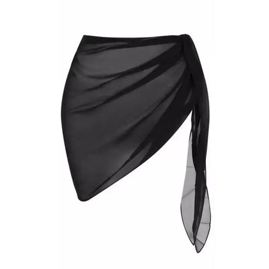 Swimming Black Gauze Cover-Up Skirt Worn over a Dress