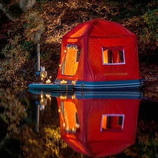 Water Park Party Inflatable Tent House Boat Outdoor Floating Boat Raft Tent Swimming Pool Marina Lake Camping Tent