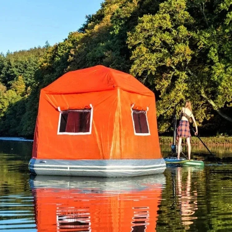 Water Park Party Inflatable Tent House Boat Outdoor Floating Boat Raft Tent Swimming Pool Marina Lake Camping Tent