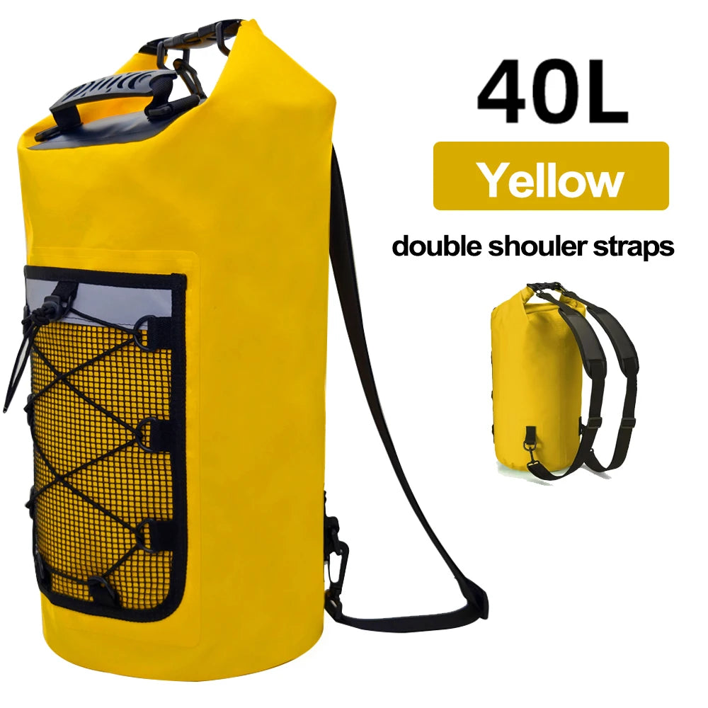 40L Floating Dry Bag for Kayaking Swimming Beach Waterproof Water Sports Rafting Boating Backpack Mesh Kayak Roll Top Travel Bag