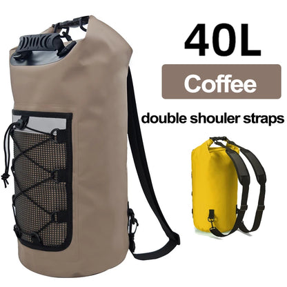 40L Floating Dry Bag for Kayaking Swimming Beach Waterproof Water Sports Rafting Boating Backpack Mesh Kayak Roll Top Travel Bag