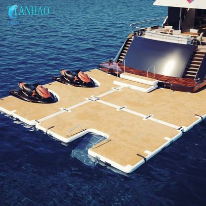 Inflatable Floating Dock Air Dock Platform Floating Island Raft with None-Slip Surface for Pool Beach Ocean