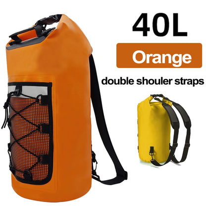 40L Floating Dry Bag for Kayaking Swimming Beach Waterproof Water Sports Rafting Boating Backpack Mesh Kayak Roll Top Travel Bag
