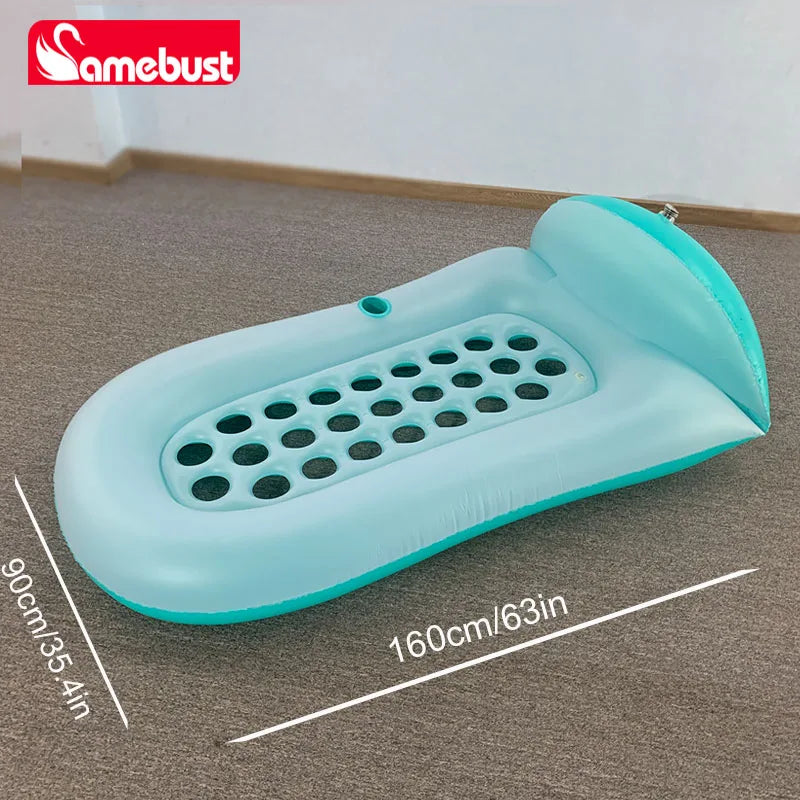 Camebust Inflatable Floating Row Swimming Pool Mattress Pool Mat Floats Raft Lounge with Cup holder