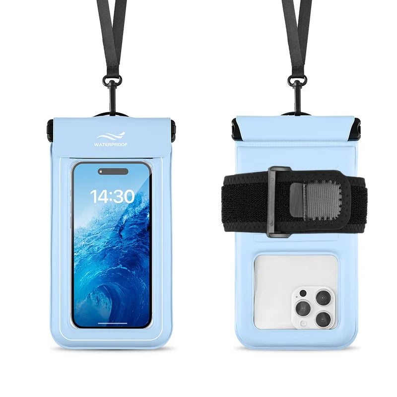 HAISSKY Armband Mobile Phone Waterproof Pouch For iPhone 17 16 15 14 13 Pro Max 16 Plus Hook Sponge Floating Swimming Diving Bag
