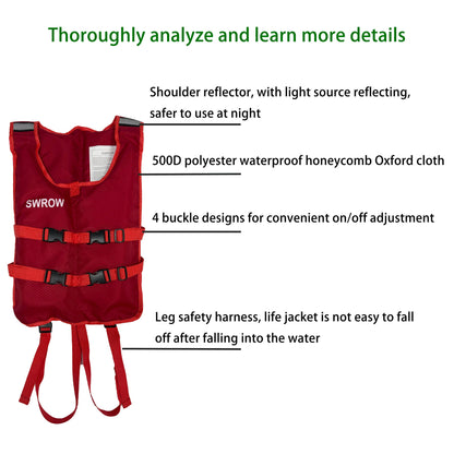 SWROW Adult child Kayaking Life Jackets Women Paddle Life Vest Men Kayak Vest PFD Safety Drifting Boat Raft Floating CE Approved