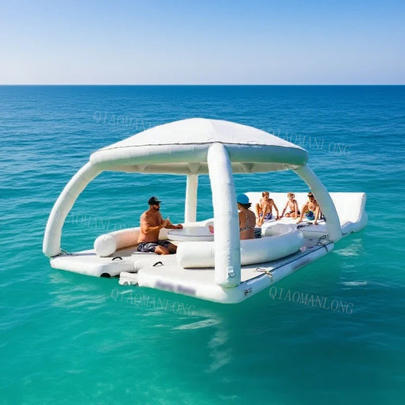 Raft Dock Air Mat Jet Ski Platform Customized Floating Inflatable Dock With Roof Tent Water Floating Island