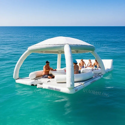 Raft Dock Air Mat Jet Ski Platform Customized Floating Inflatable Dock With Roof Tent Water Floating Island