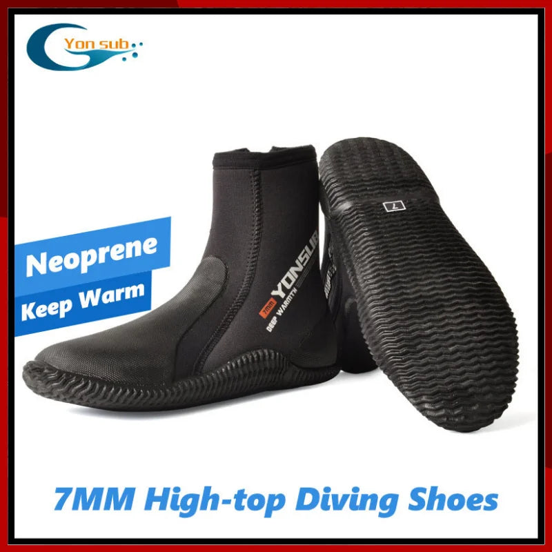 7MM Neoprene Diving Boots High Upper Cold Proof Non-slip Fish Hunting Scuba Diving Snorkeling Women Water Shoes