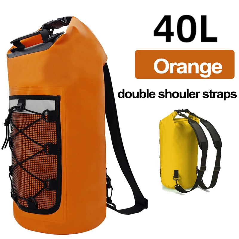40L Floating Dry Bag for Kayaking Swimming Beach Waterproof Water Sports Rafting Boating Backpack Mesh Kayak Roll Top Travel Bag
