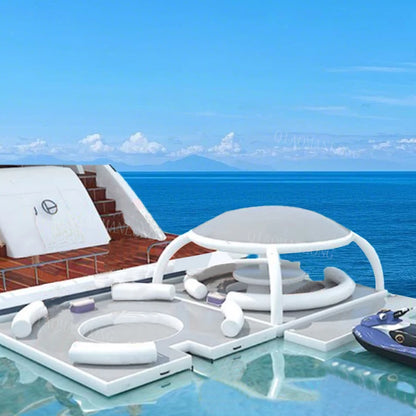 Raft Dock Air Mat Jet Ski Platform Customized Floating Inflatable Dock With Roof Tent Water Floating Island