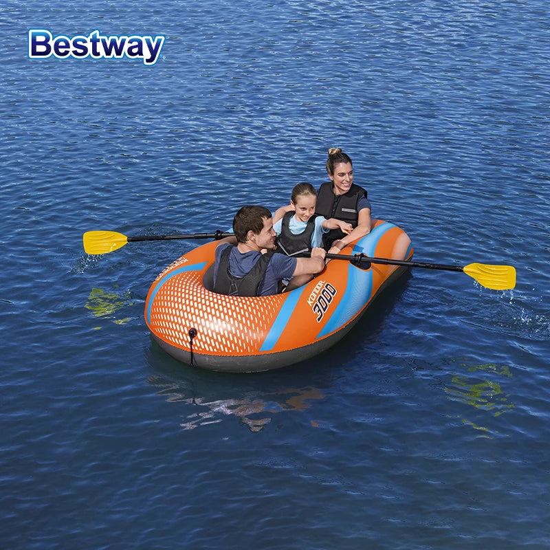 Bestway 61136/61140/61142/61146 1-3 Person Heavy Duty Inflatable Kayak - Long Lasting PVC Rafting Adventure Boat for Thrilling