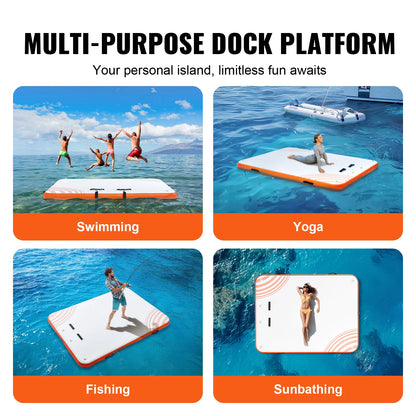 VEVOR Inflatable Floating Dock Non-Slip Water Floating Dock Mat with Detachable Ladder Floating Platform Island Raft for Pool