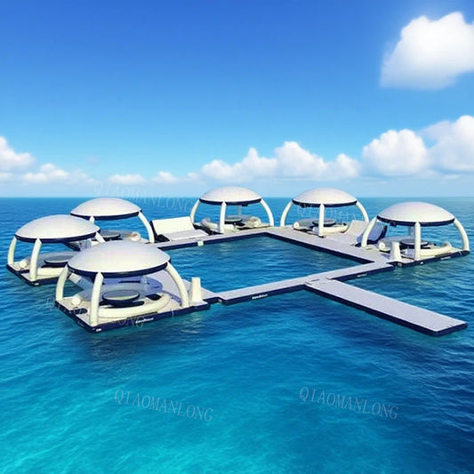 Raft Dock Air Mat Jet Ski Platform Customized Floating Inflatable Dock With Roof Tent Water Floating Island