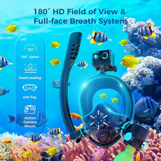 chikaDIV 0.5L Diving Tank with Snorkeling Mask, Hand Pump, Can be used underwater for 5-10 minutes, Outdoor Travel Equipment