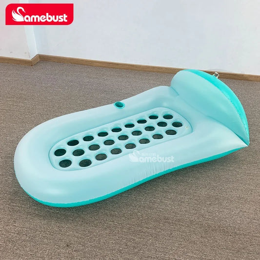 Camebust Inflatable Floating Row Swimming Pool Mattress Pool Mat Floats Raft Lounge with Cup holder