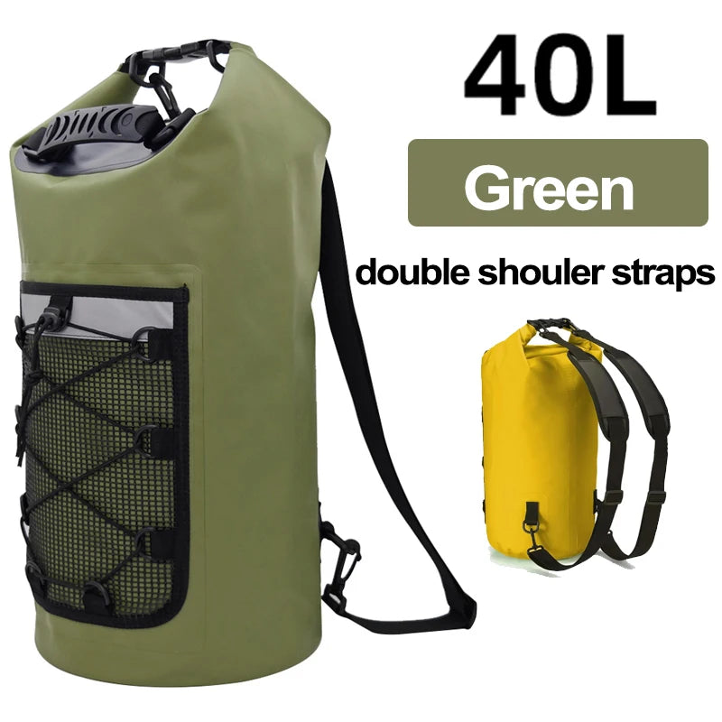 40L Floating Dry Bag for Kayaking Swimming Beach Waterproof Water Sports Rafting Boating Backpack Mesh Kayak Roll Top Travel Bag