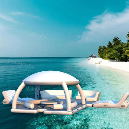 Raft Dock Air Mat Jet Ski Platform Customized Floating Inflatable Dock With Roof Tent Water Floating Island