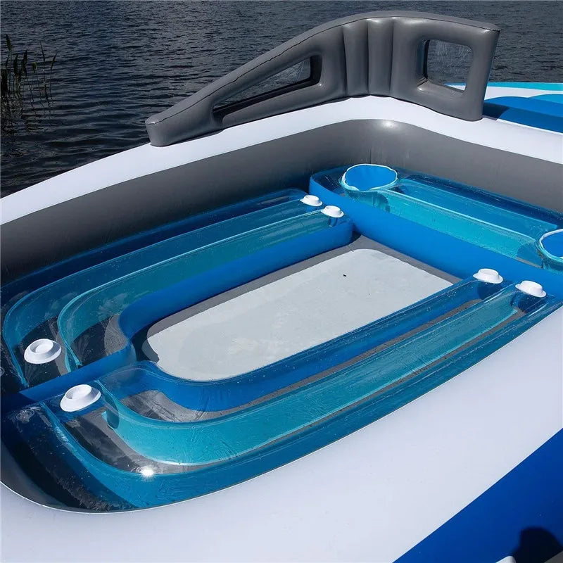 Inflatable boat 6 people inflatable floating island, sea party inflatable yacht, thickened PVC rafting boat