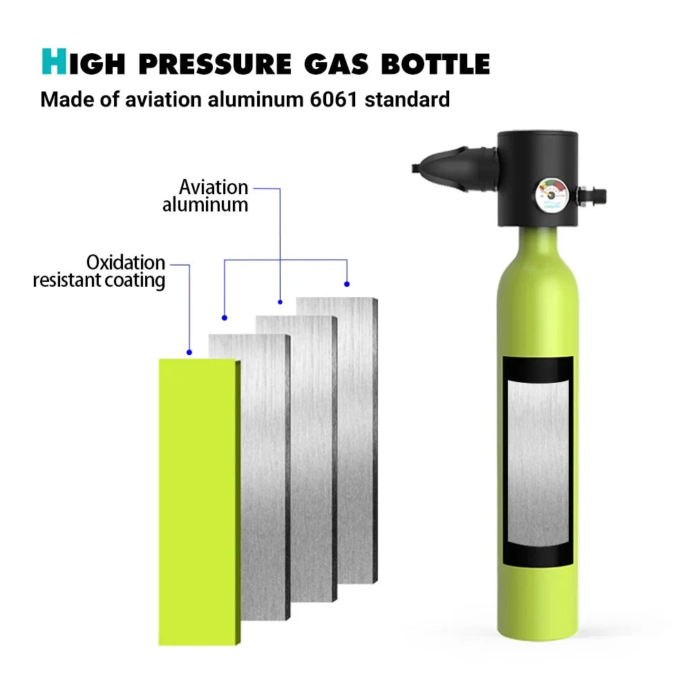 CHIKADIV C300P Mini Scuba Tank 0.5L with 5-10 Minutes,Portable Oxygen Tank for Snorkeling DivingWith Hand Pump Divig Gear travel