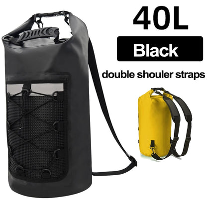 40L Floating Dry Bag for Kayaking Swimming Beach Waterproof Water Sports Rafting Boating Backpack Mesh Kayak Roll Top Travel Bag