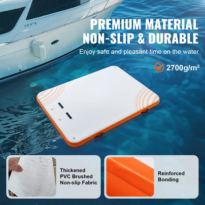 VEVOR Inflatable Floating Dock Non-Slip Water Floating Dock Mat with Detachable Ladder Floating Platform Island Raft for Pool