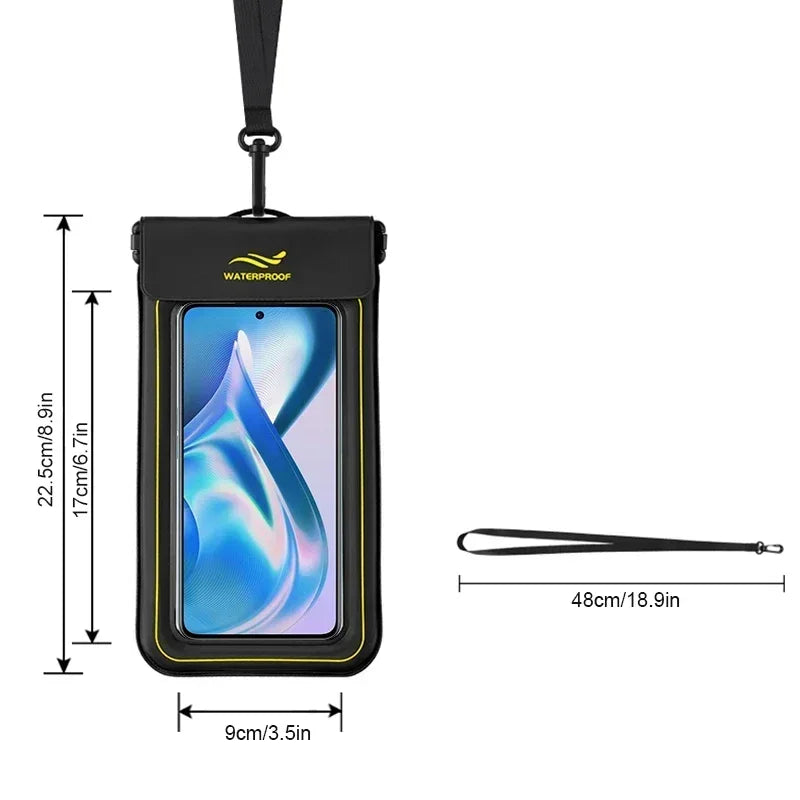 HAISSKY Armband Mobile Phone Waterproof Pouch For iPhone 17 16 15 14 13 Pro Max 16 Plus Hook Sponge Floating Swimming Diving Bag