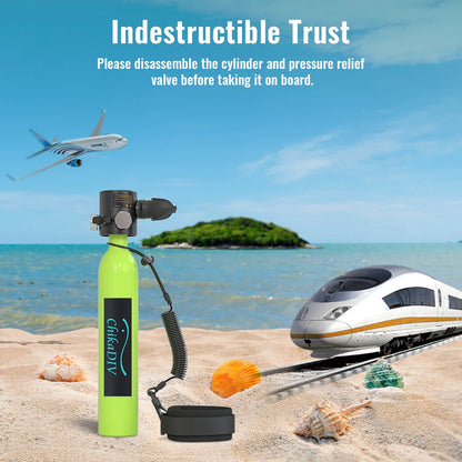 CHIKADIV C300P Mini Scuba Tank 0.5L with 5-10 Minutes,Portable Oxygen Tank for Snorkeling DivingWith Hand Pump Divig Gear travel
