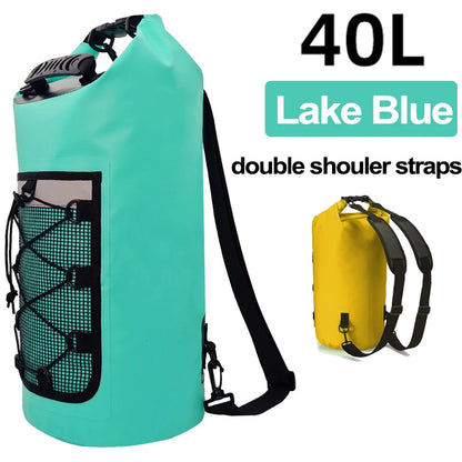40L Floating Dry Bag for Kayaking Swimming Beach Waterproof Water Sports Rafting Boating Backpack Mesh Kayak Roll Top Travel Bag
