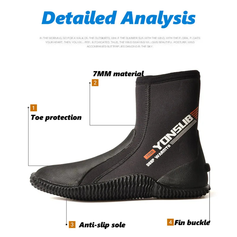 7MM Neoprene Diving Boots High Upper Cold Proof Non-slip Fish Hunting Scuba Diving Snorkeling Women Water Shoes