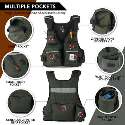 Lure Life Jacket Rock Fishing Vest Raft Sea Fishing Adult Multi-Pockets Large Buoyancy Sea Fishing Waterproof Oxford Cloth