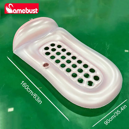 Camebust Inflatable Floating Row Swimming Pool Mattress Pool Mat Floats Raft Lounge with Cup holder