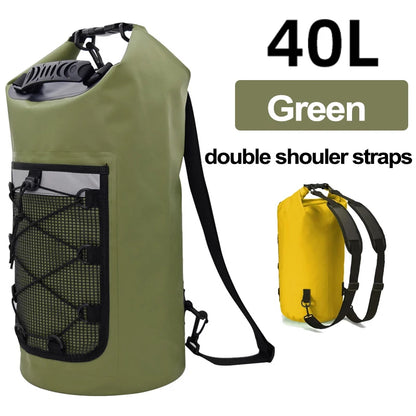 40L Floating Dry Bag for Kayaking Swimming Beach Waterproof Water Sports Rafting Boating Backpack Mesh Kayak Roll Top Travel Bag