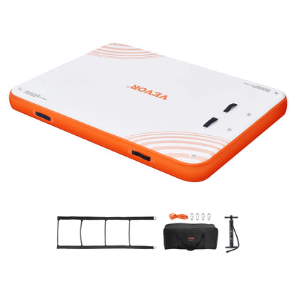 VEVOR Inflatable Floating Dock Non-Slip Water Floating Dock Mat with Detachable Ladder Floating Platform Island Raft for Pool