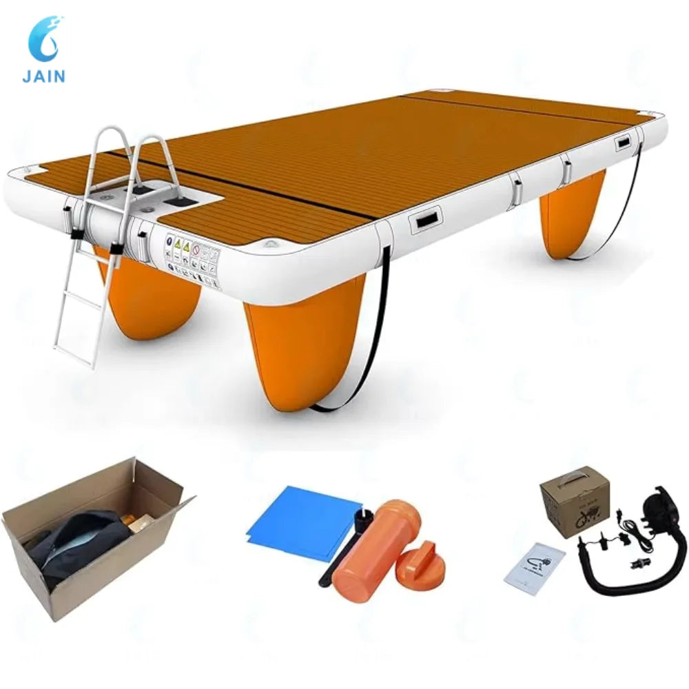 Inflatable Floating Dock Air Dock Platform Floating Island Raft with None-Slip Surface for Pool Beach Ocean