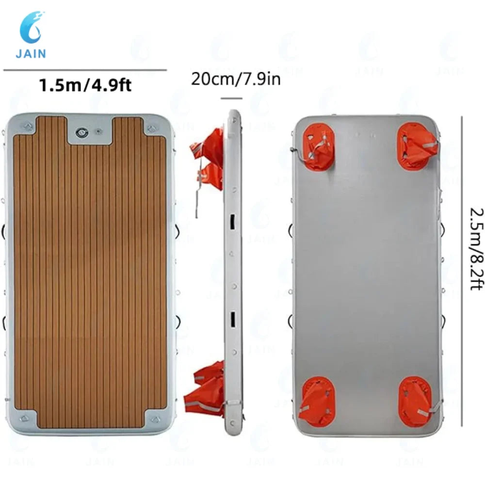 Inflatable Floating Dock Air Dock Platform Floating Island Raft with None-Slip Surface for Pool Beach Ocean