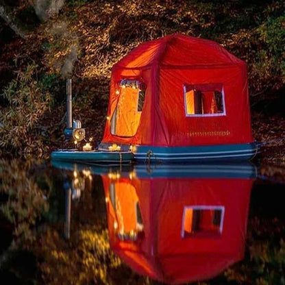 Water Park Party Inflatable Tent House Boat Outdoor Floating Boat Raft Tent Swimming Pool Marina Lake Camping Tent