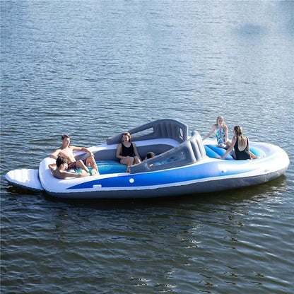 Inflatable boat 6 people inflatable floating island, sea party inflatable yacht, thickened PVC rafting boat