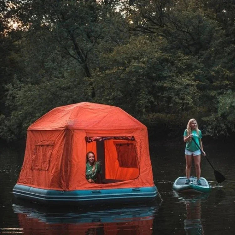 Water Park Party Inflatable Tent House Boat Outdoor Floating Boat Raft Tent Swimming Pool Marina Lake Camping Tent