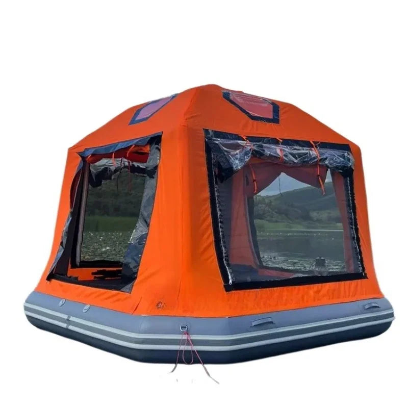 Water Park Party Inflatable Tent House Boat Outdoor Floating Boat Raft Tent Swimming Pool Marina Lake Camping Tent