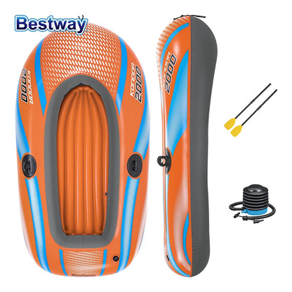Bestway 61136/61140/61142/61146 1-3 Person Heavy Duty Inflatable Kayak - Long Lasting PVC Rafting Adventure Boat for Thrilling