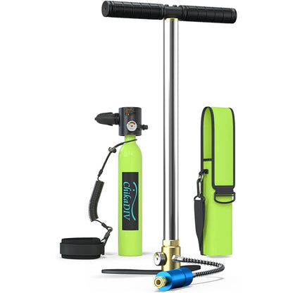 CHIKADIV C300P Mini Scuba Tank 0.5L with 5-10 Minutes,Portable Oxygen Tank for Snorkeling DivingWith Hand Pump Divig Gear travel