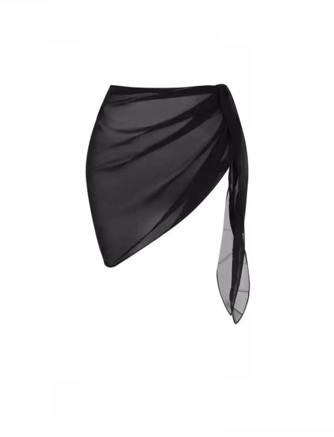 Swimming Black Gauze Cover-Up Skirt Worn over a Dress