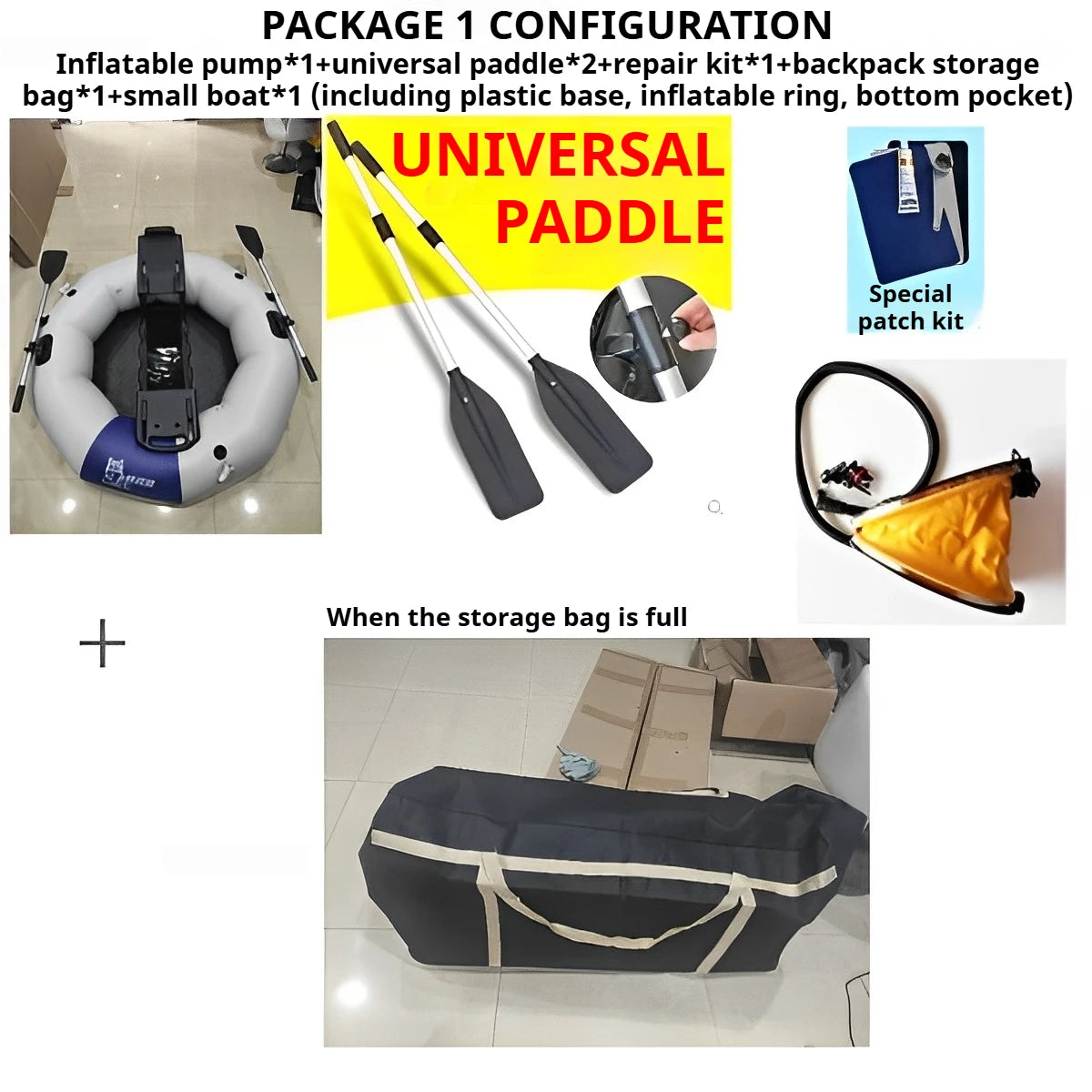 2-Minute Foldable HDPE Inflatable Fishing Boat, 250kg Capacity Solo Raft w/ Electric Motor Port, Stable Pontoon for Lure Angling