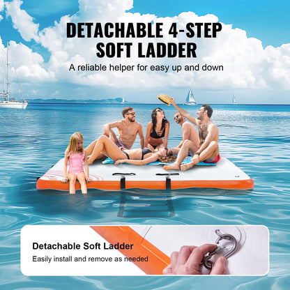 VEVOR Inflatable Floating Dock Non-Slip Water Floating Dock Mat with Detachable Ladder Floating Platform Island Raft for Pool