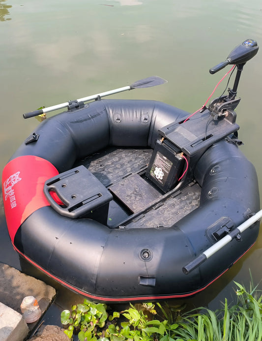 2-Minute Foldable HDPE Inflatable Fishing Boat, 250kg Capacity Solo Raft w/ Electric Motor Port, Stable Pontoon for Lure Angling
