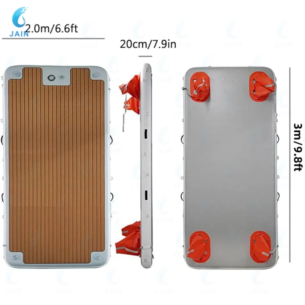 Inflatable Floating Dock Air Dock Platform Floating Island Raft with None-Slip Surface for Pool Beach Ocean