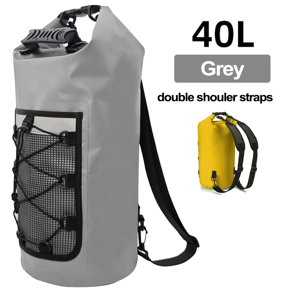 40L Floating Dry Bag for Kayaking Swimming Beach Waterproof Water Sports Rafting Boating Backpack Mesh Kayak Roll Top Travel Bag