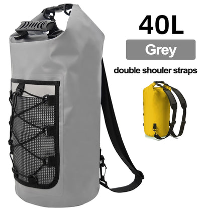 40L Floating Dry Bag for Kayaking Swimming Beach Waterproof Water Sports Rafting Boating Backpack Mesh Kayak Roll Top Travel Bag