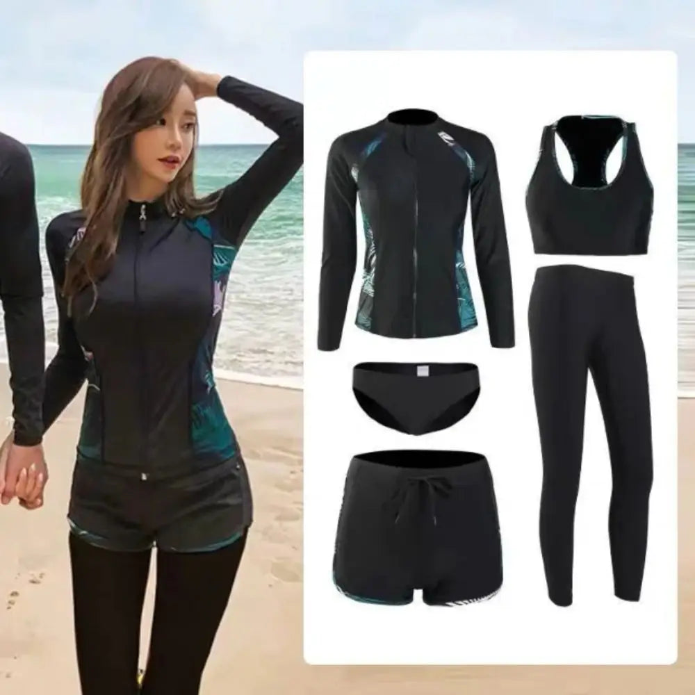 Long Sleeves Split Wetsuit Zipper Style Long Trousers Surf Suit Sunscreen Protection Soft Material Snorkeling Suit Surfing